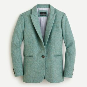 J. Crew Parke Blazer Teal Grey Herringbone English Wool Preppy Sophisticated